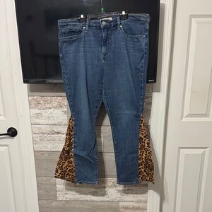 Levi's Blue Jeans with Leopard Print Flare